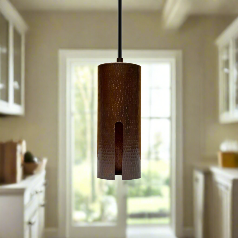 Kip Copper Kitchen Island Lighting - Aged Copper Cylinder Pendant Light|