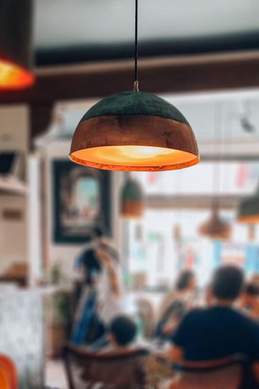 Green Patina Ceiling Light Lamp - Verdigris Copper Farmhouse Pendant Light