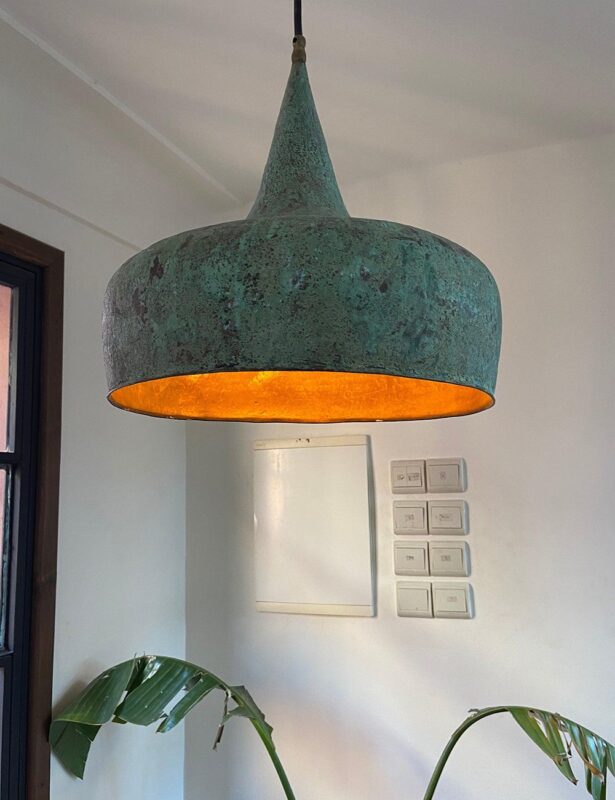 Oxidized Copper Pendant Light - Vintage Copper Pendant Light