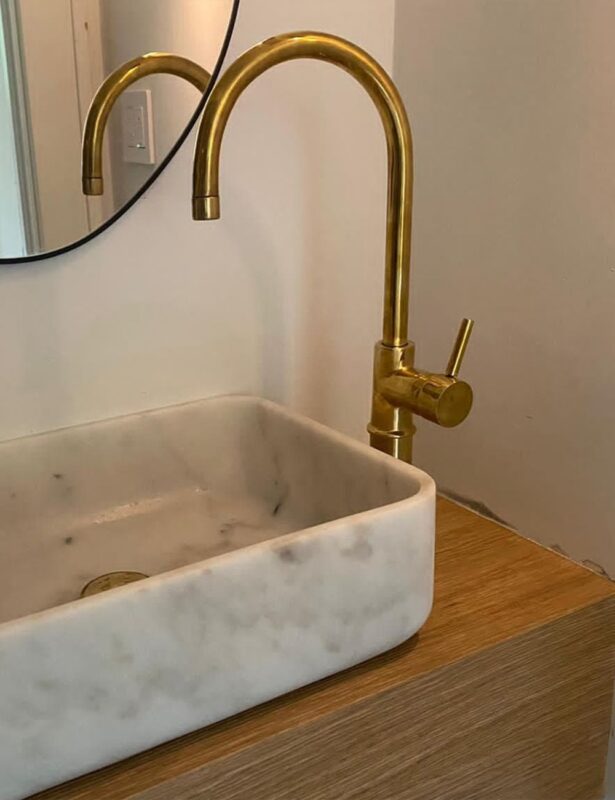 Unlacquered Brass Faucet - Arched Single Hole Bathroom | Kitchen Faucet