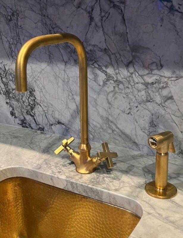 Solid Brass Kitchen - Pure Brass Hot Cold Countertop Faucet
