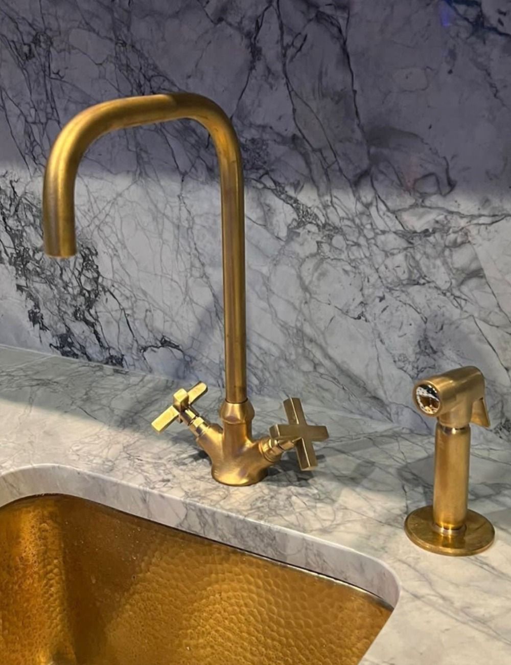 Solid Brass Kitchen - Pure Brass Hot Cold Countertop Faucet