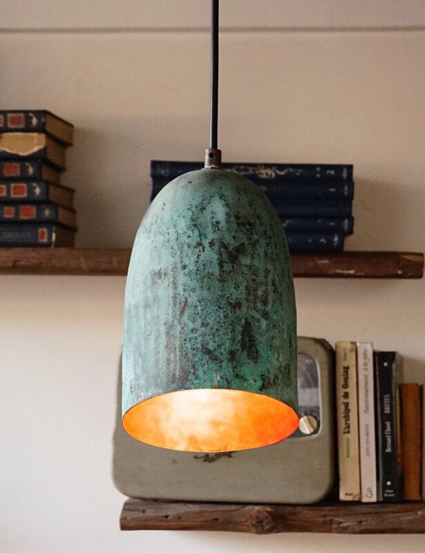 Verdigris Patina Copper Farmhouse - Green Patina Kitchen Pendant Light