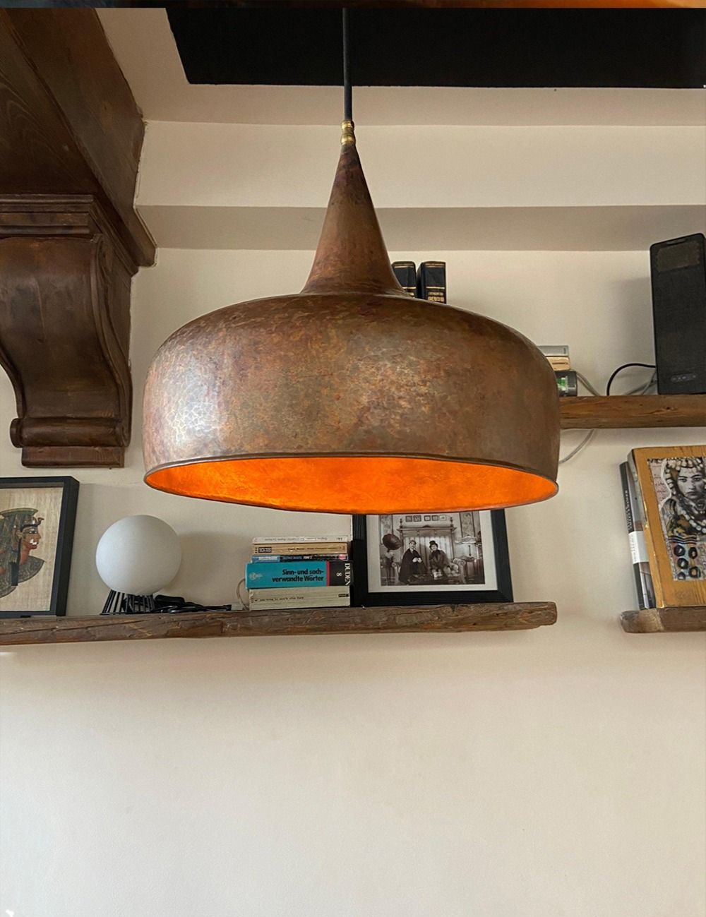 Rustic Copper Pendant Light -Farmhouse Pendant Light with Antique Finish