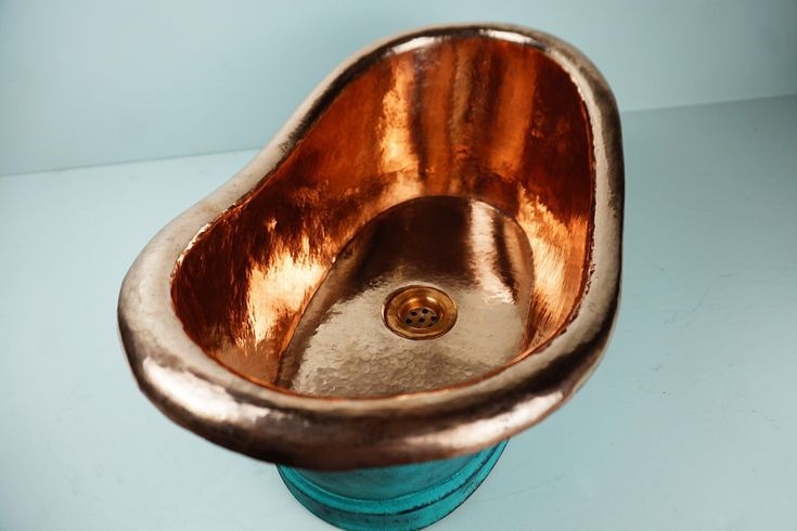 Rustic Elegance: Green Patina Copper Tub-Style Vessel Sink Vanity