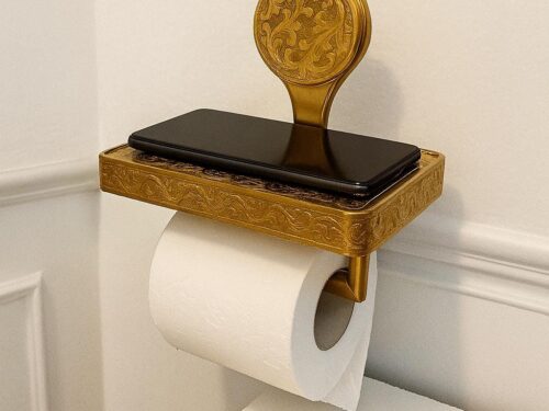 Handmade Brass Toilet Roll Holder With Shelf - Toilet Paper Holder,vintage bathroom decor