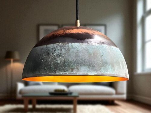 Handmade Green Patina Copper Pendant Light,Oxidized Ceiling Light,Solid Rustic Copper Farmhouse Kitchen Island Light Fixture,VintageCopper