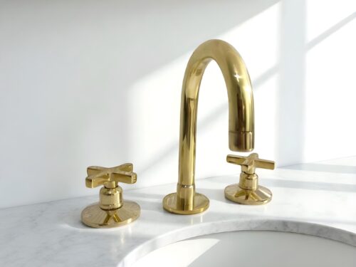 Unlacquered Solid brass bathroom vanity 3 holes faucet,deck mount faucet , brass bathroom faucet ,vanity 3 hole sink ,vintage bathroom decor