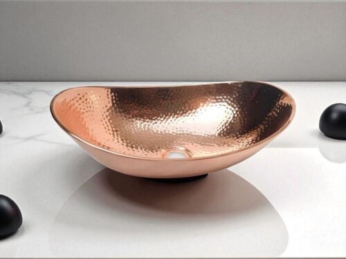Unlacquered Solid Copper Sink, Copper Handfracted Vessel Bathroom Sink, Oval Vessel Sink in Hammered or Smooth Solid Copper,Marrakech360