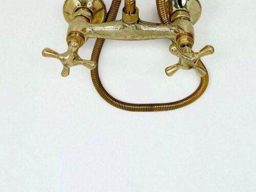 Luxury Gold Brass Shower Set, Antique Bathroom Fixtures, Elegant Rain Shower System with Handheld Sprayer, VintageCopperDecor