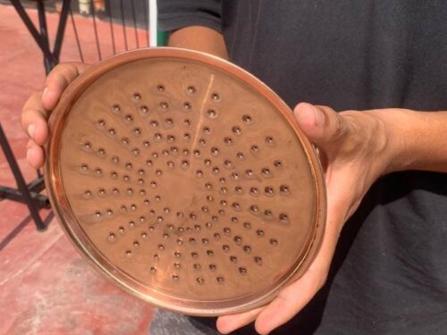 Unlacquered Copper Rain Shower Head – Solid Copper, Large Round, Handcrafted Vintage Showerhead | Indoor/Outdoor Use | Head Only