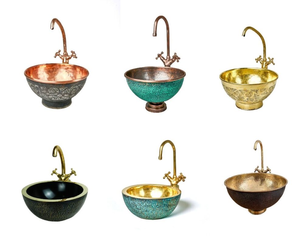 Artisan-Crafted Vessel Sink Collection: Copper, Brass & Patina Finishes