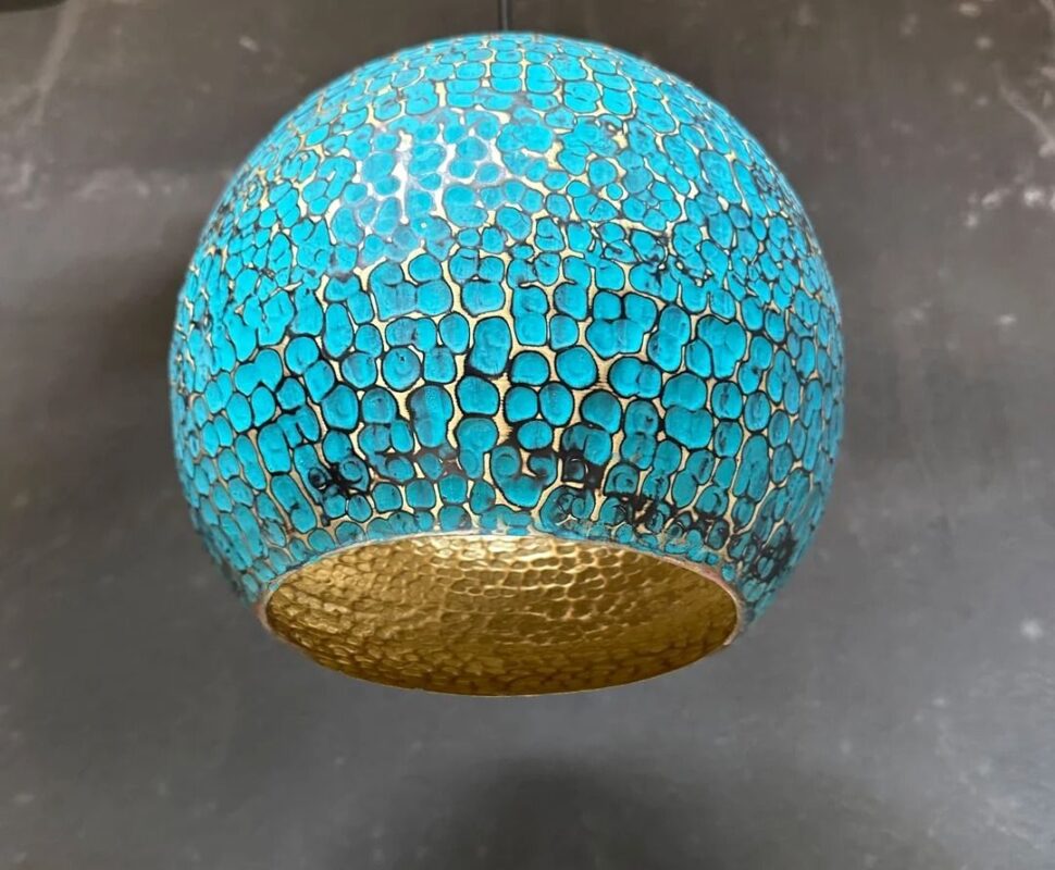 Blue Patina Brass Pendant Light: Artisan Kitchen Island Lighting - Etsy