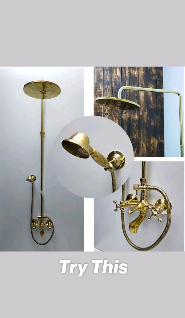 Brass rain shower system with handheld shower faucet, Handheld shower and shower head combo