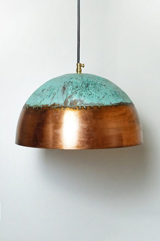 Green Patina Ceiling Light Lamp - Verdigris Copper Farmhouse Pendant Light