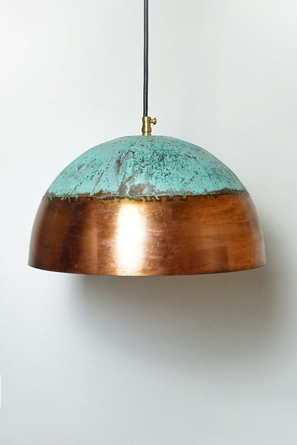 Green Patina Ceiling Light Lamp - Verdigris Copper Farmhouse Pendant Light