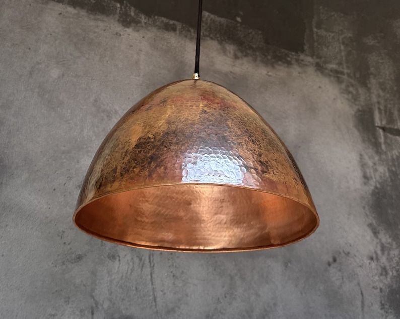 Hammered Copper Pendant Light: Vintage Farmhouse Kitchen Lighting - Etsy