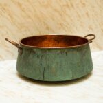 Nature's Elegance: Green Patina Copper Bucket Vessel Bathroom Sink with Handles