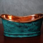Nature's Retreat: Green Patina Copper Tub-Style Vessel Sink Vanity