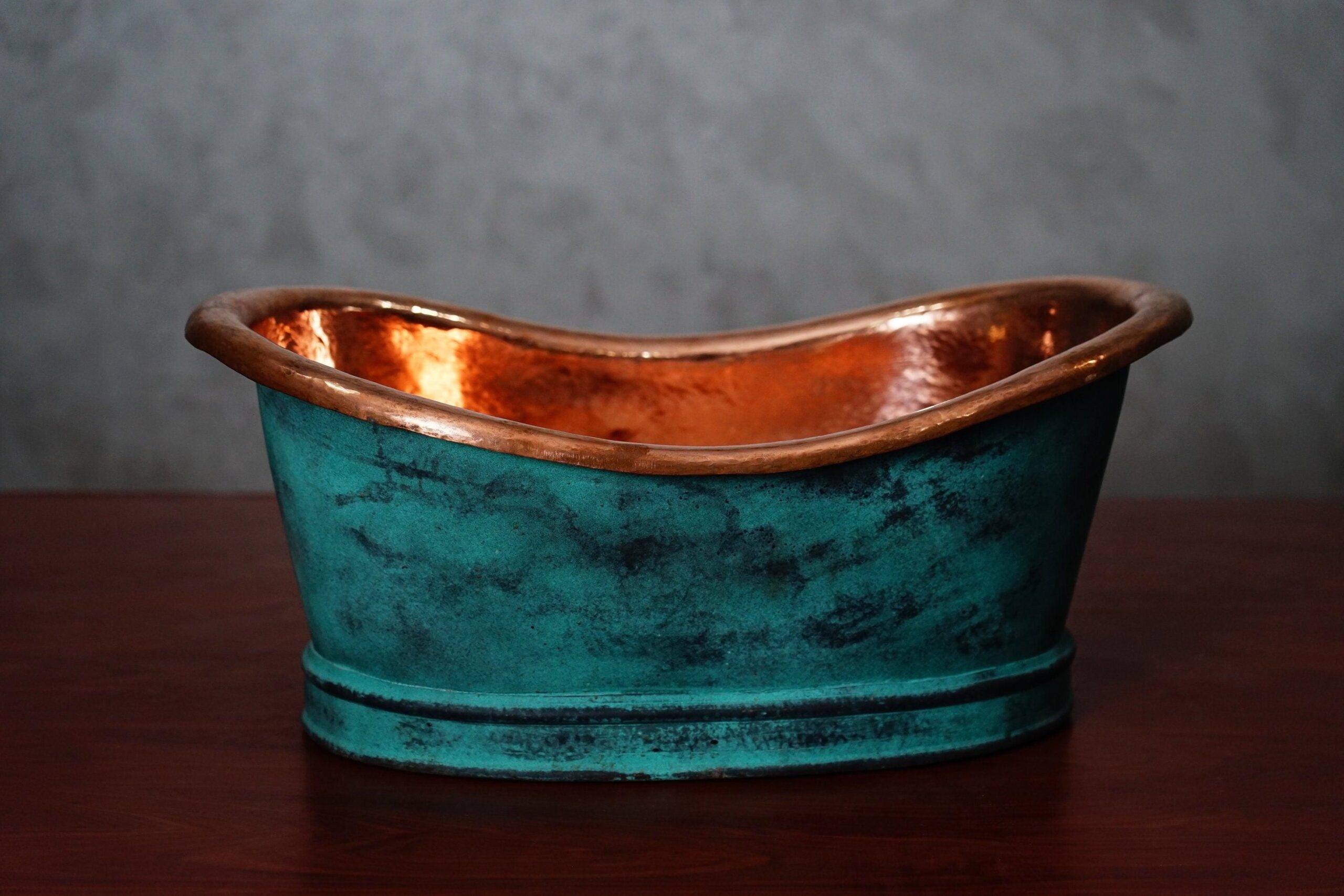 Nature's Retreat: Green Patina Copper Tub-Style Vessel Sink Vanity
