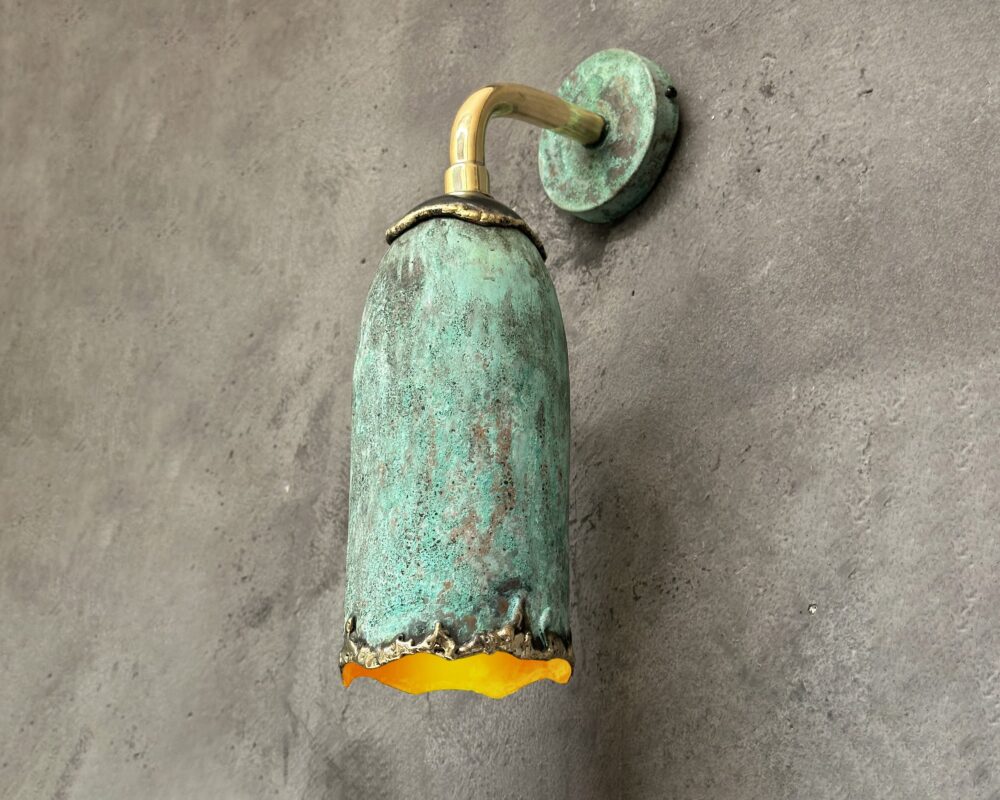 Outdoor Copper Scone Light, Cylinder Pendant Light, Green Patina Wall Pendant Light