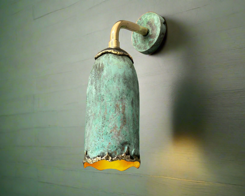Outdoor Copper Scone Light, Cylinder Pendant Light, Green Patina Wall Pendant Light