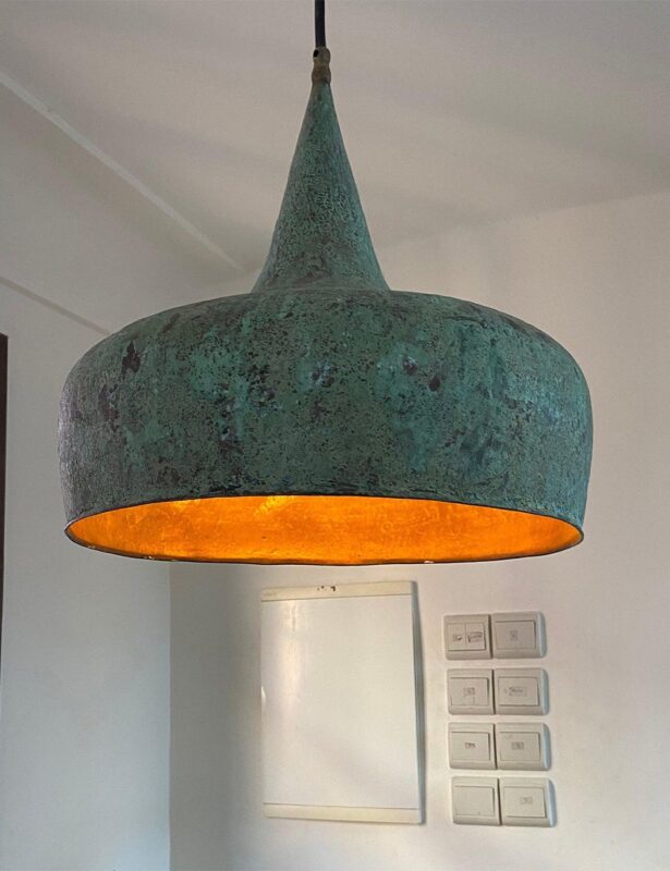 Oxidized Copper Pendant Light - Vintage Copper Pendant Light