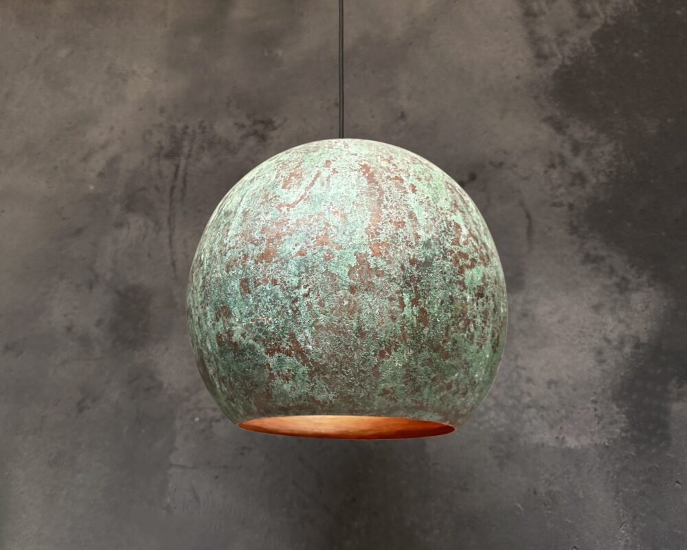 Oxidized Copper pendant light ,Green Patina Copper Hanging Kitchen Island Light Fixture
