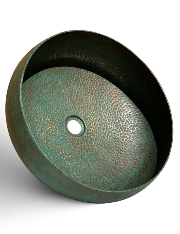 Oxidized Green Copper Bathroom Sink - Hammered Green Washbasin