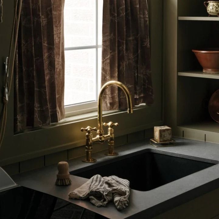 Premium Unlacquered Brass Bridge Kitchen Faucet with Ball Center | Shop Now