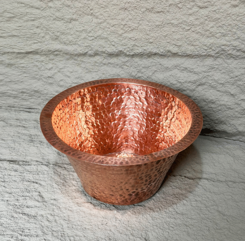 Round kitchen Sink, Hammered Copper Round Drum Bar Sink Including Drai