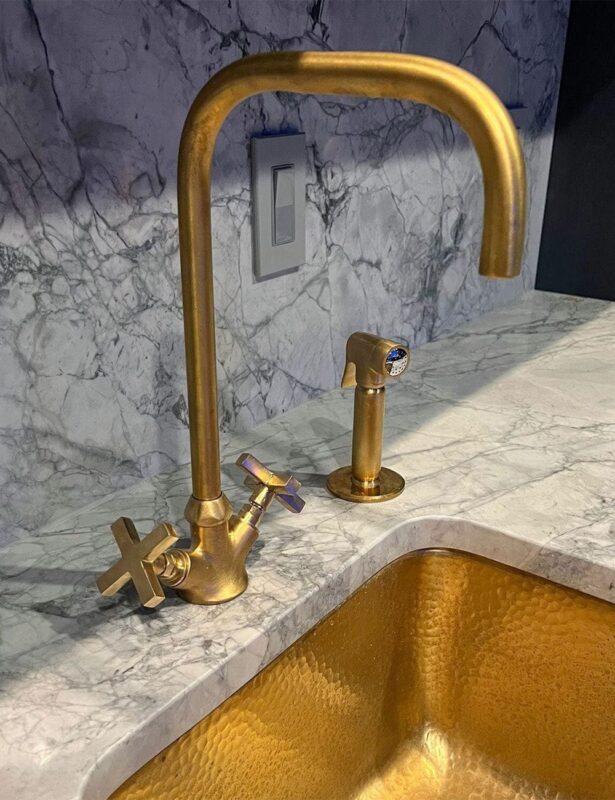 Solid Brass Kitchen - Pure Brass Hot Cold Countertop Faucet