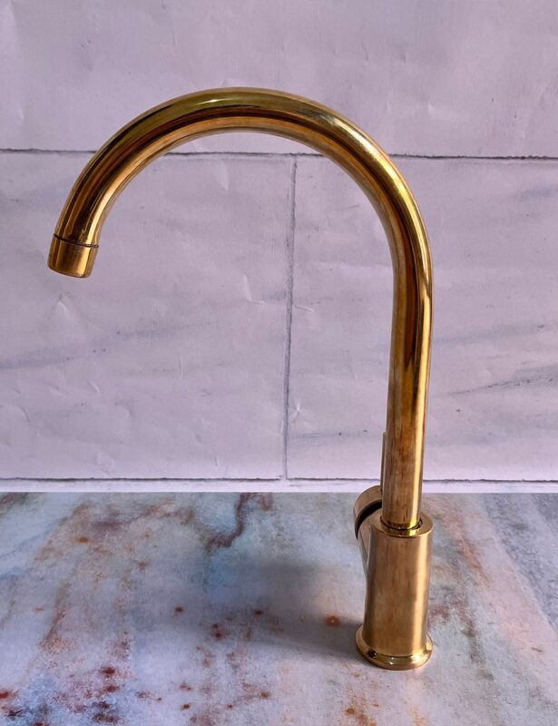 Unlacquered Brass Faucet - Arched Single Hole Bathroom | Kitchen Faucet