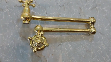 Unlacquered Brass Pot Filler Faucet With Cross Handle