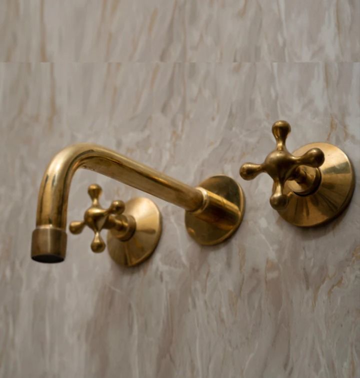 Unlacquered Brass Wall Mounted Bath Faucet