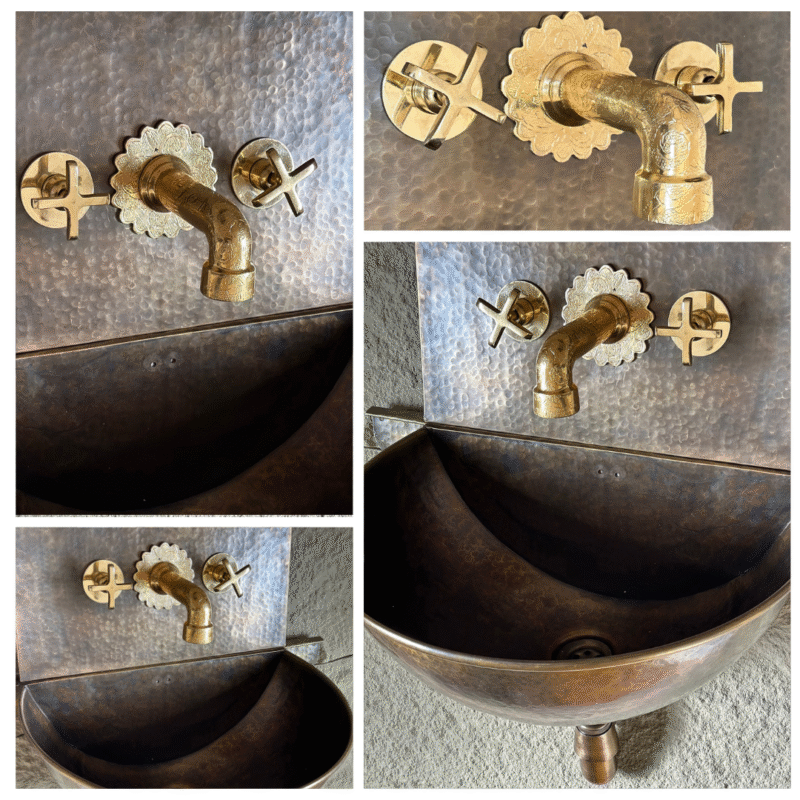 Unlacquered Brass Wall Mounted Faucet with rough in valve