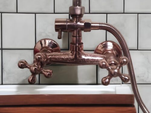 Handcrafted Copper Rainfall Shower System: Solid Brass, Handheld Faucet