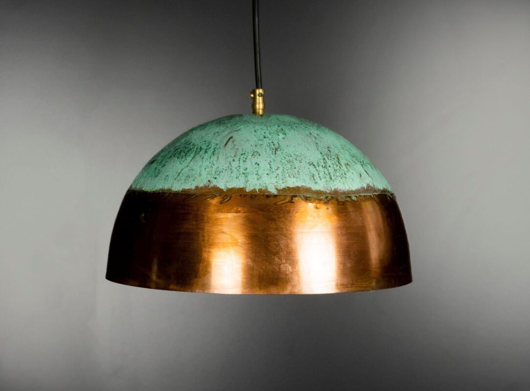Bring the Rustic Look to Your Kitchen with This Verdigris Copper Pendant Light