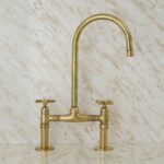 Unlacquered Brass Kitchen Faucet , Solid Brass Kitchen Sink Faucet