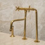 Natural Unlacquered Brass Kitchen Faucet - 6 Inch , 8 Inch Centerset Brass Faucet etsy