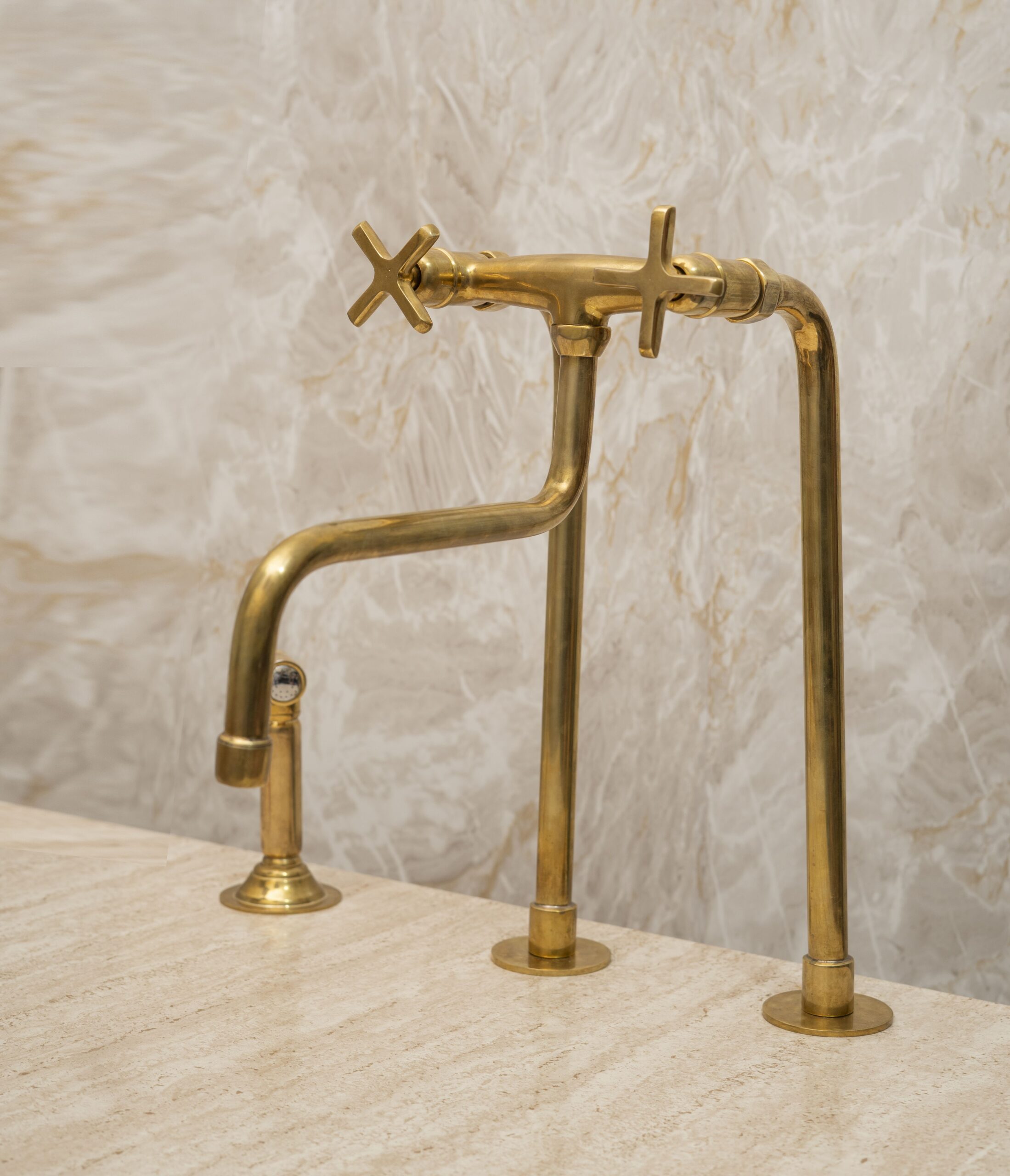 Natural Unlacquered Brass Kitchen Faucet - 6 Inch , 8 Inch Centerset Brass Faucet etsy