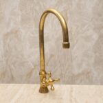 Natural Unlacquered Brass Kitchen Faucet - 6 Inch , 8 Inch Centerset Brass Faucet for Kitchen Sinks