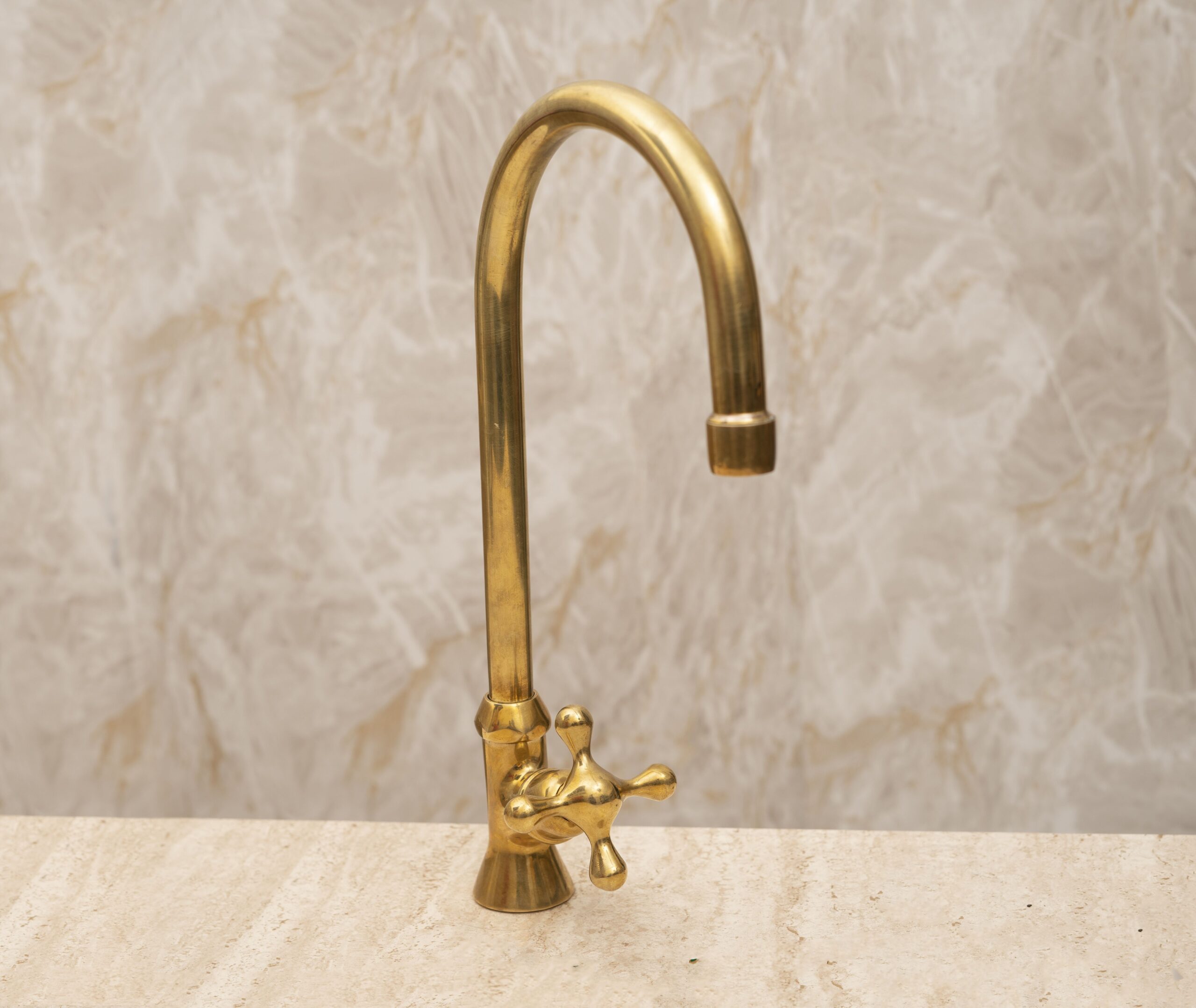 Natural Unlacquered Brass Kitchen Faucet - 6 Inch , 8 Inch Centerset Brass Faucet for Kitchen Sinks