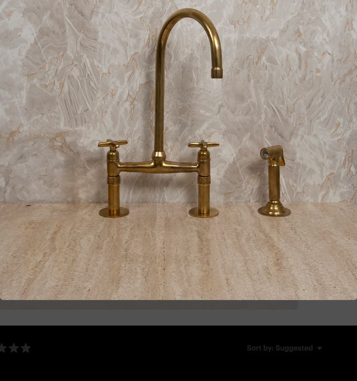 Antique Brass Bridge Kitchen Faucet with Side Sprayer, 8 Inch Bridge Faucet for Kitchen Sinks