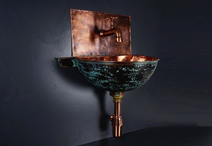 A Timeless Classic: The Rustic Oxidized Copper Wall Mount Vessel Bathroom Sink