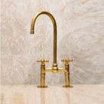 Antique Brass Kitchen Faucet with cross handles