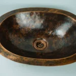 Antique Patina Brass Drop in Bathroom Sink ,Rustic Oval Drop in Bar Sink