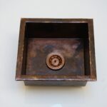 "Artisanal Craftsmanship: Undermount Aged Copper Kitchen Bar Sink