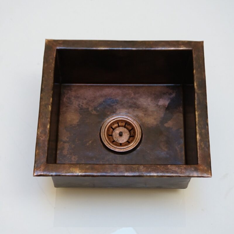 "Artisanal Craftsmanship: Undermount Aged Copper Kitchen Bar Sink