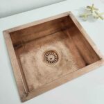 "Artisanal Elegance: Undermount Hammered Solid Copper Kitchen Sink